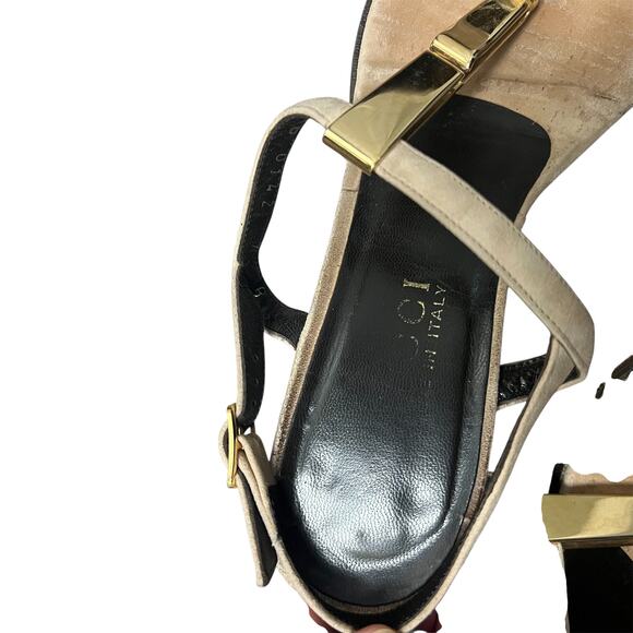 Vintage Gucci Gold Accent Suede Block Heel Sandals Size 7 - Picture 6 of 6